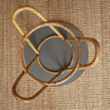 Table de chevet tripode en rotin vintage