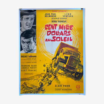 Affiche originale "Cent Mille Dollars au Soleil" Jean-Paul Belmondo, Lino Ventura 120x160cm 1964