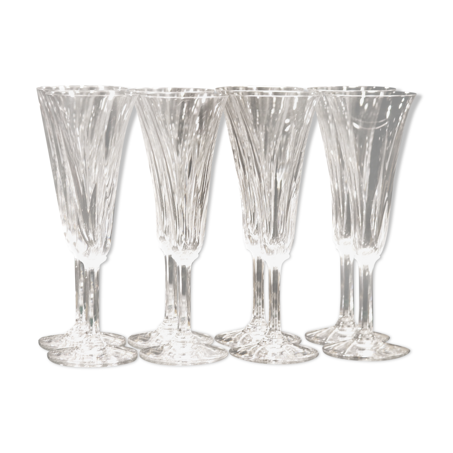 Series of 8 Crystal Champagne flutes from Saint Louis, Cerdagne model
