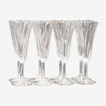 Series of 8 Crystal Champagne flutes from Saint Louis, Cerdagne model