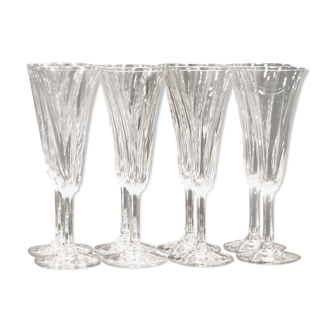 Series of 8 Crystal Champagne flutes from Saint Louis, Cerdagne model