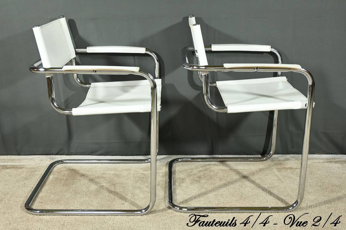 S33 armchairs in leather, attributed to M. Stam for Fasem, Italy – 1970