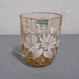 Emaille glass service a liqueur carafe and glasses