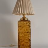 Large Amber Glass Table Lamp by Gustav Leek for Orrefors, 1960s