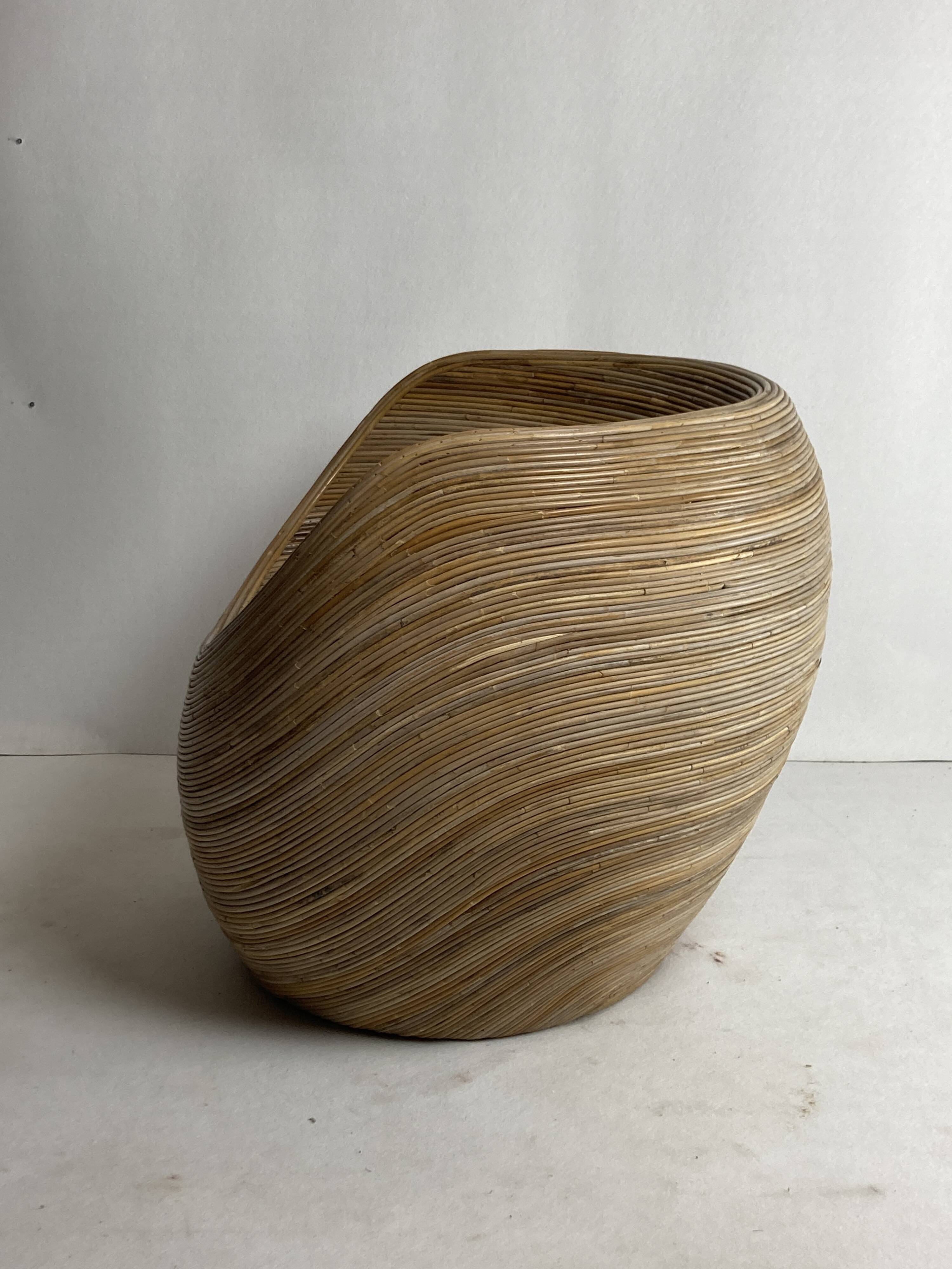 Pencil reed rattan bamboo egg pod chair