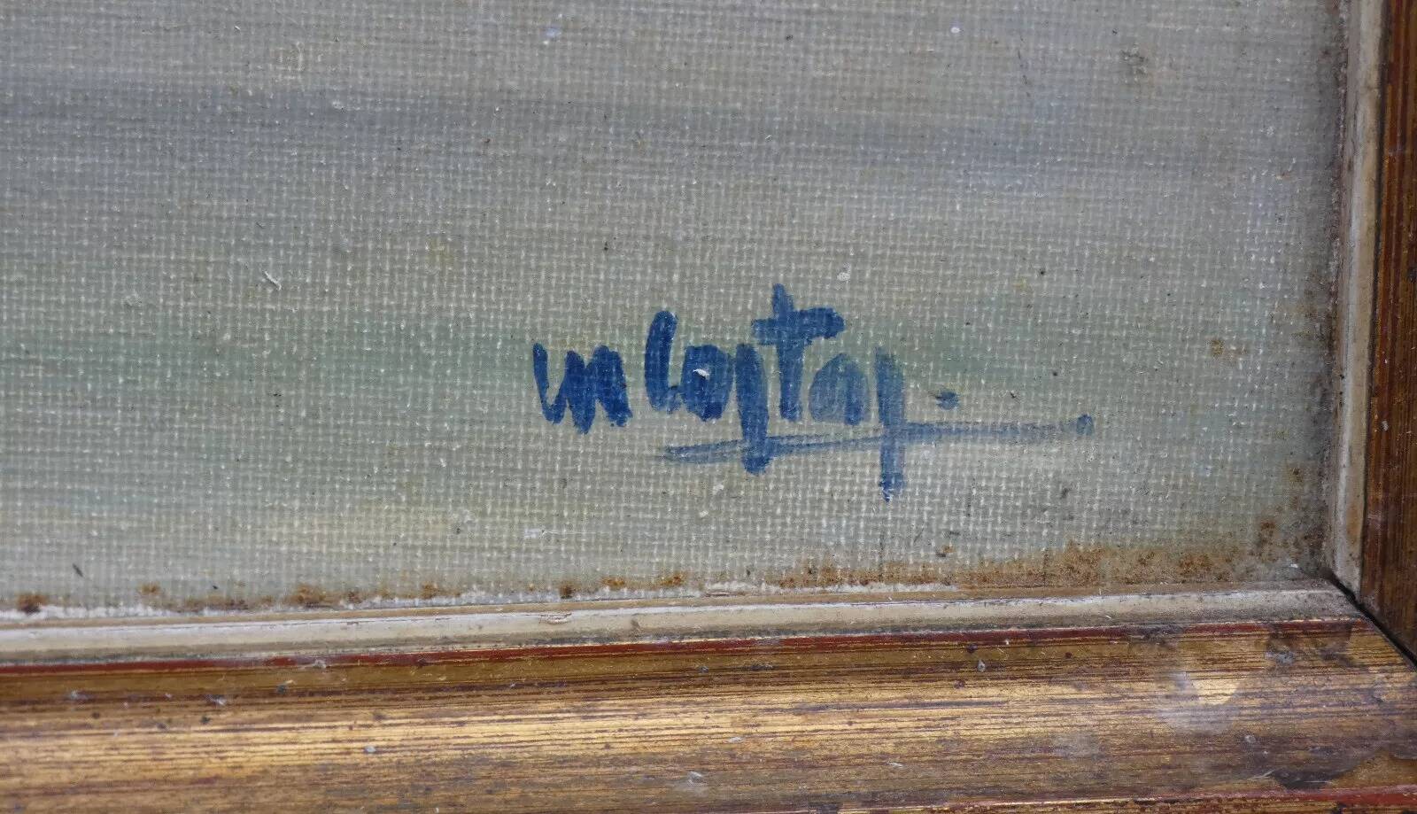 Original Impressionist Landscape Oil on Board Boats in Harbor