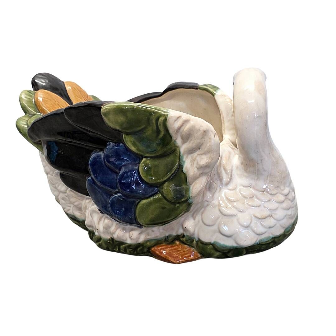 Vintage Italian ceramic swan flowerpot – 1960s/70s