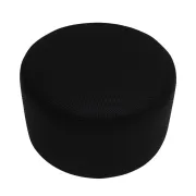 Contemporary Upholstered In Black Braided Lambskin Circular Pouff