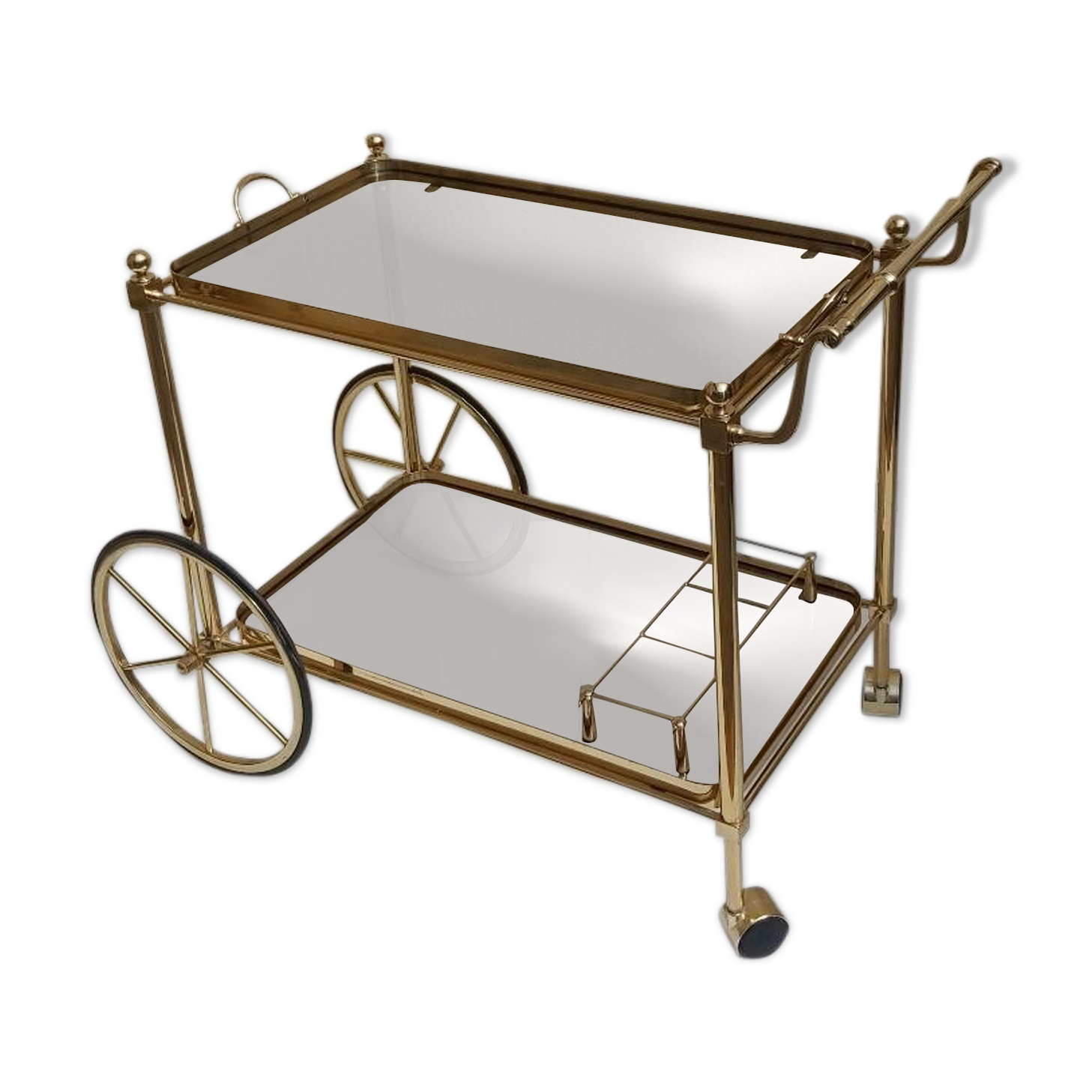 Rolling dessert brass removable tray 70s