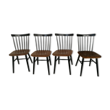 Set of 4 Scandinavian chairs with two-tone bars