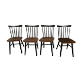 Set of 4 Scandinavian chairs with two-tone bars