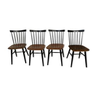 Set of 4 Scandinavian chairs with two-tone bars