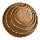 Round nesting trays in woven bamboo