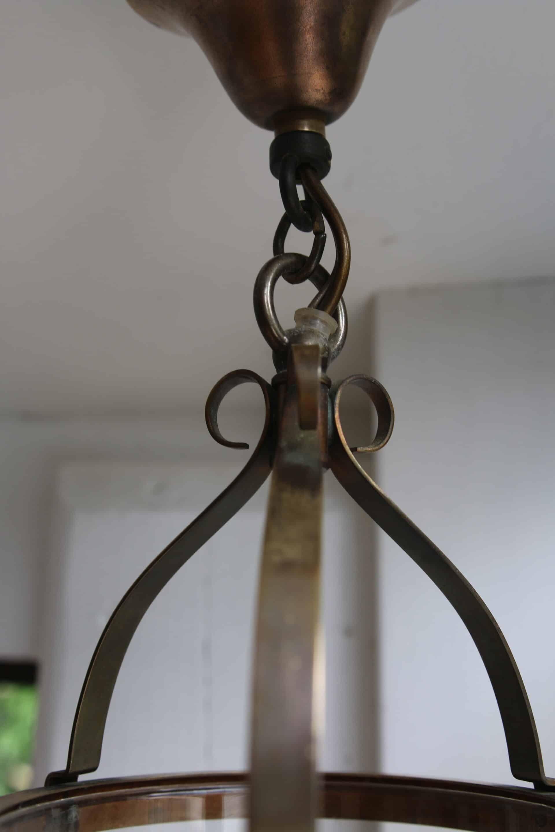 Brass lantern for vestibule with 2 candle holders