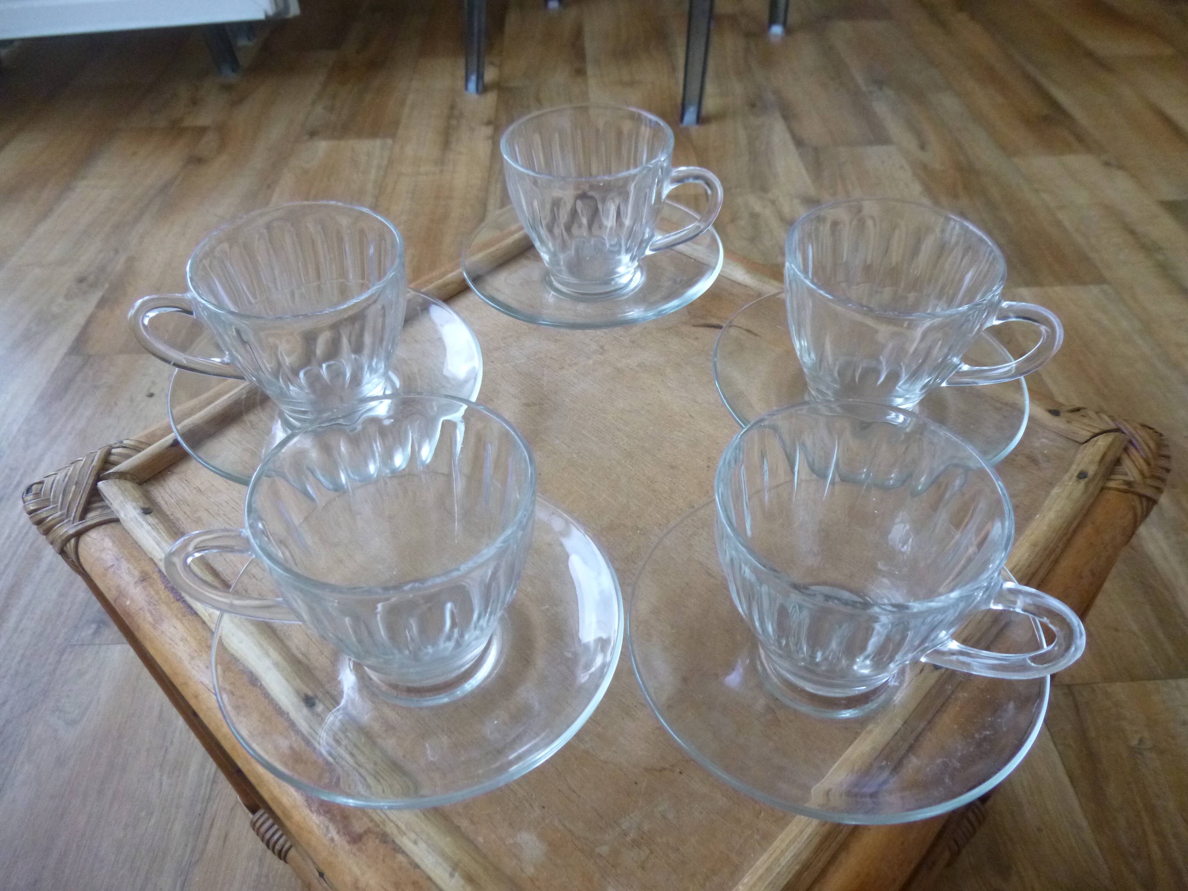 Vintage Duralex cups and saucers