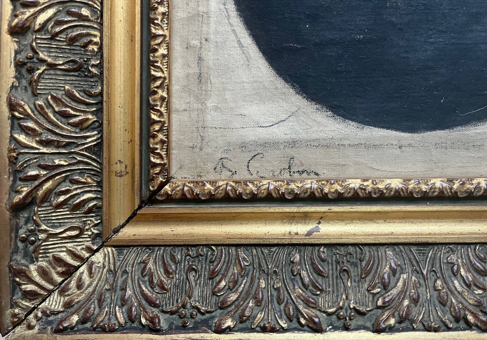 Tableau HST "Portrait of Grandmother" signed + frame 19th century