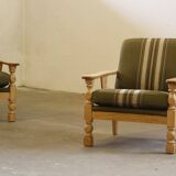 Vintage 1960s Danish low back lounge chairs in light oak, Henning Kjærnulf style