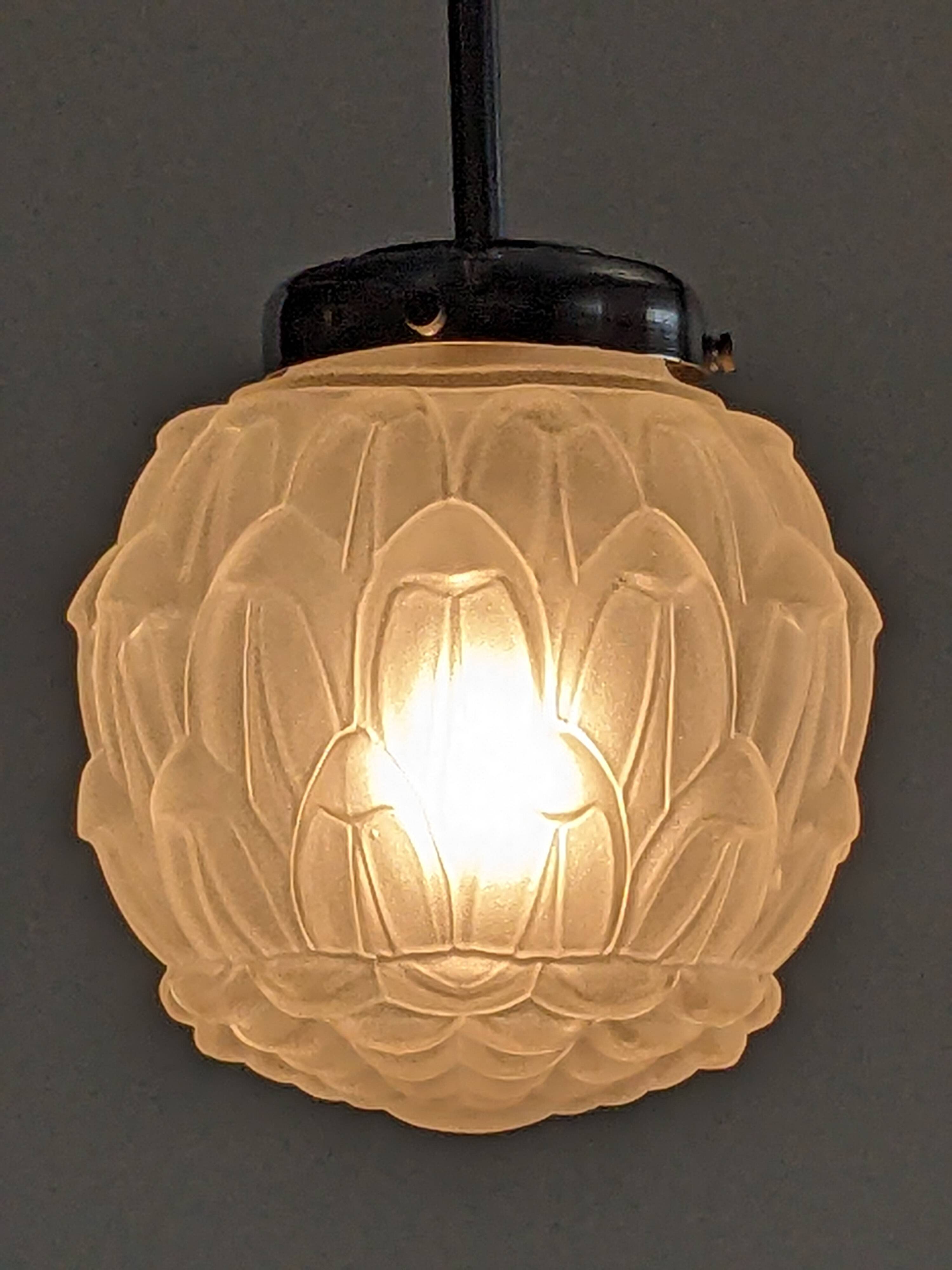Art Deco frosted glass pendant light circa 1920
