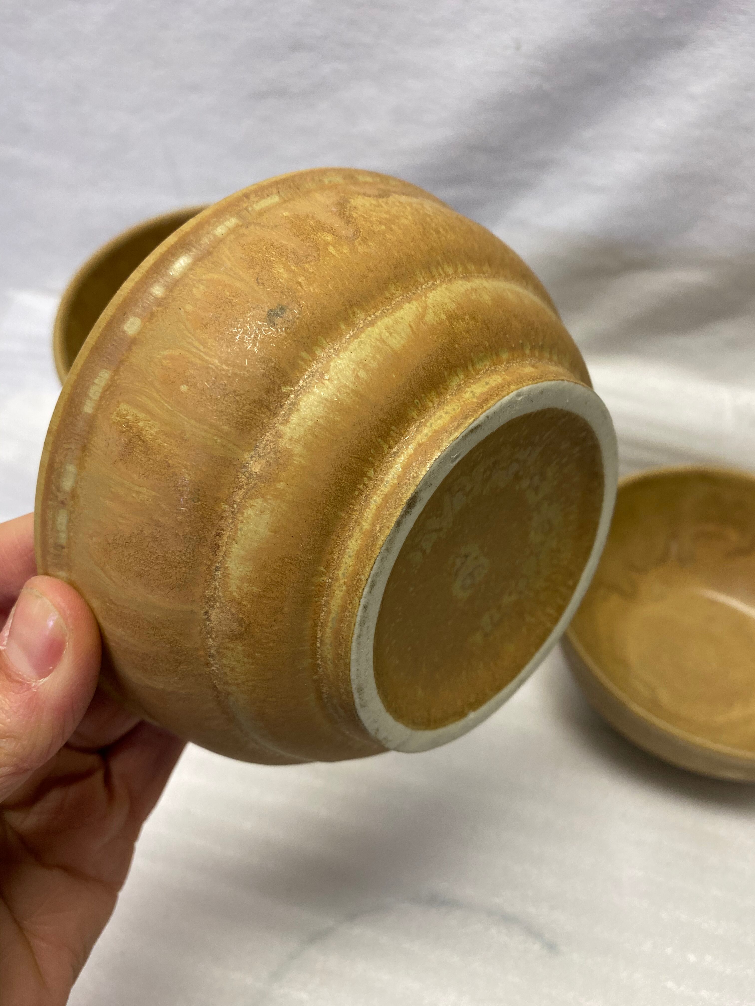 Set of 7 vintage sandstone bowls