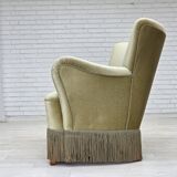 1960s, Danish 2-seater sofa, green furniture velour, beech wood legs.
