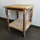 Vintage wooden side table, entrance console, square pedestal table 2 floors.