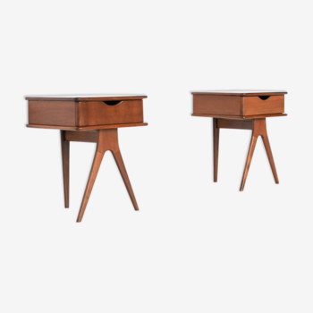 Paire de tables de chevet bois de teck Italie 1960