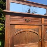 Antique solid wood sideboard with mirror — Art Nouveau style