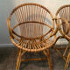 Pair of rattan shell armchairs 60s