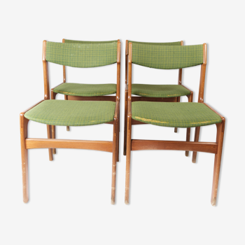 Ensemble de quatre chaises de salle à manger en teck par Erik Buch, années 1960