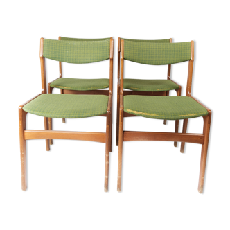 Ensemble de quatre chaises de salle à manger en teck par Erik Buch, années 1960