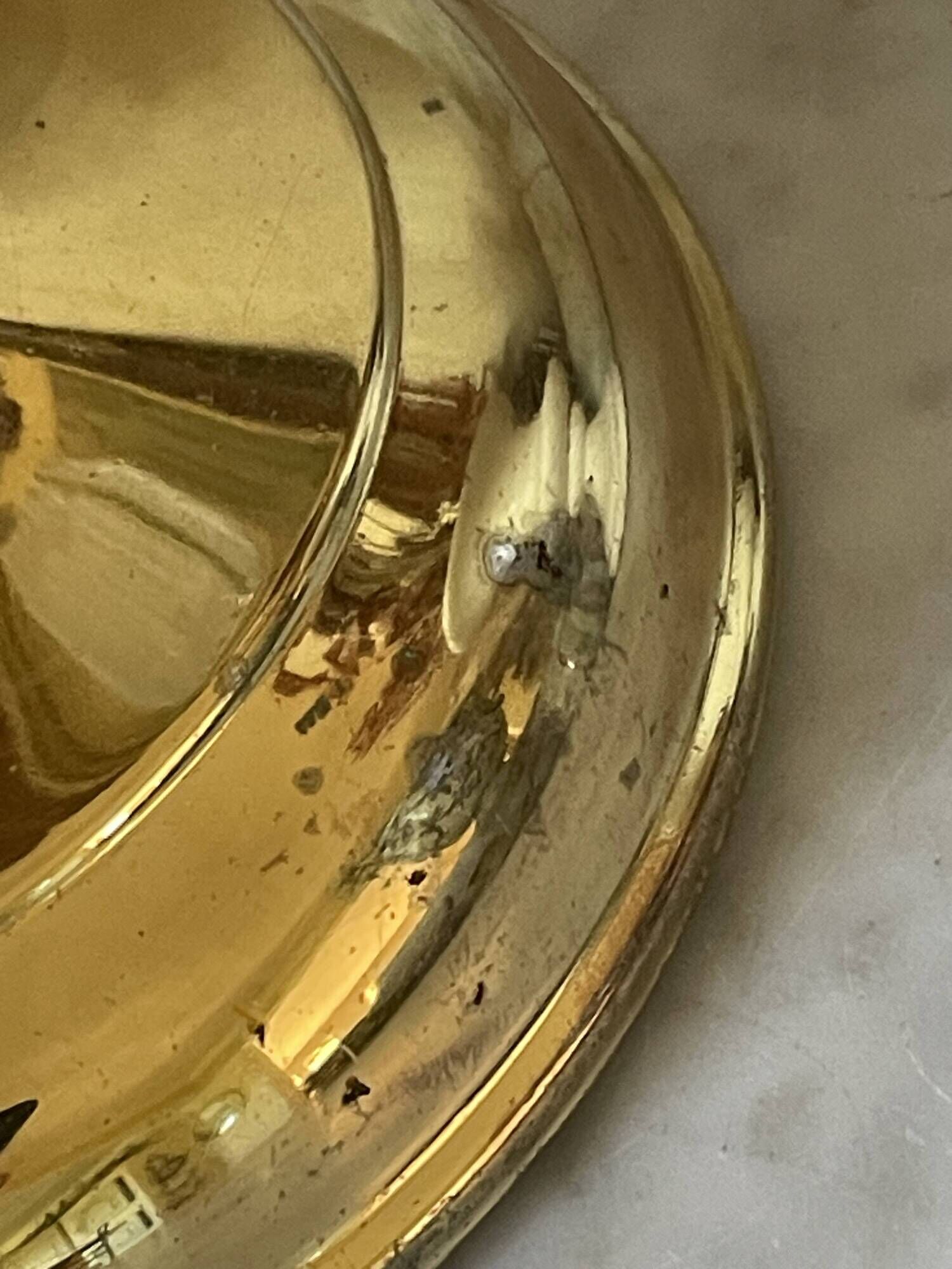 Paire de lampes métal doré et verre texturé, Mirasluz, 70’s