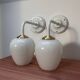 Pair of vintage white opaline wall lights