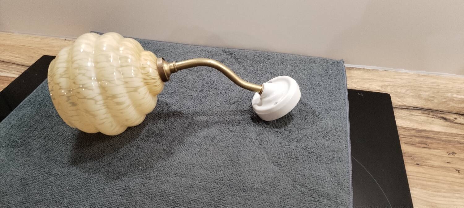 Clichy yellow glass swan neck wall light