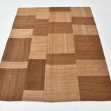 4x6 Checkered Pattern Brown Vintage Kilim Rug, 140x172Cm