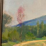 Tableau ancien, paysage bord d’un étang, Signé Michel Loche ( 1897;1976)