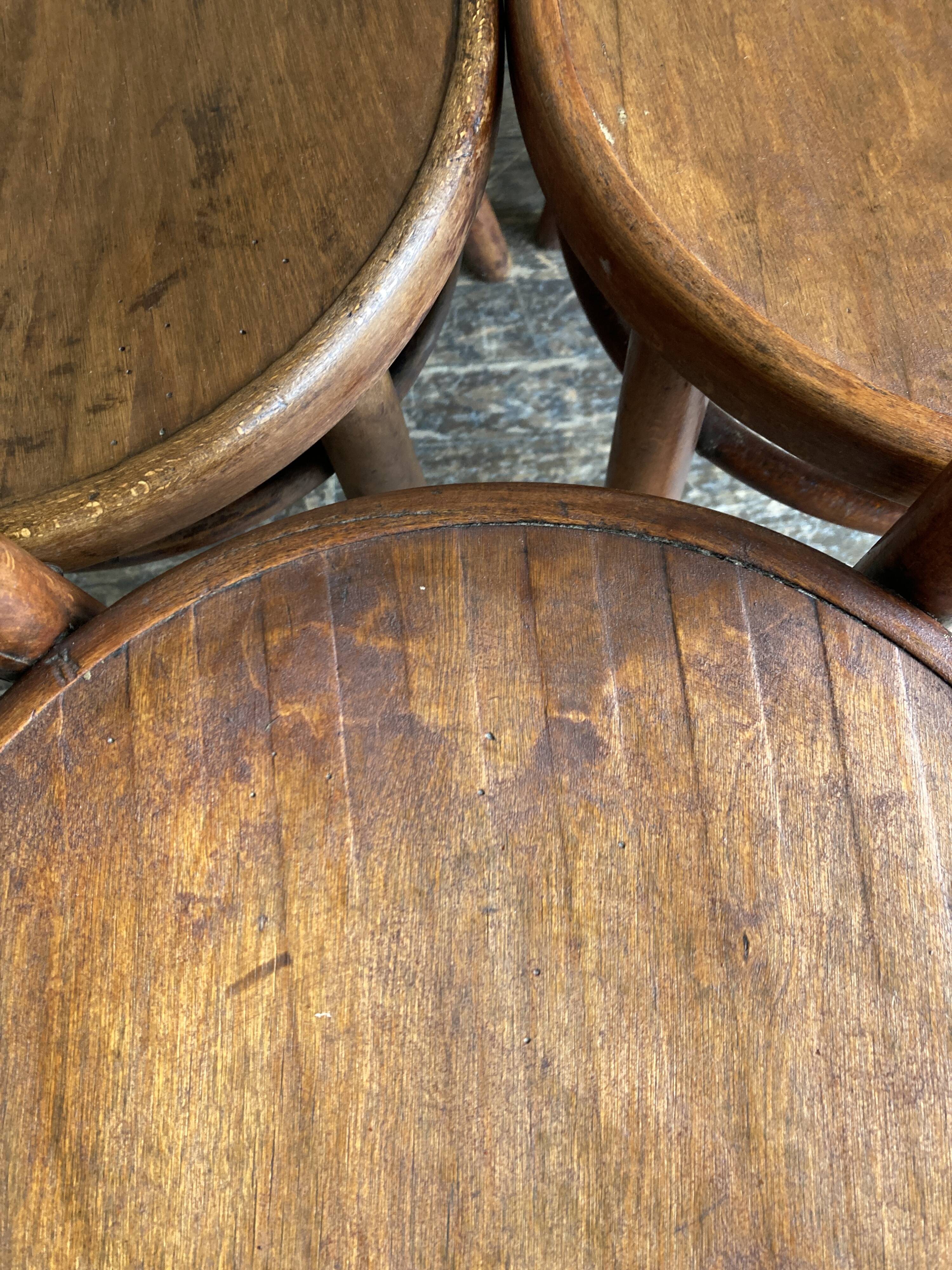 Set of 4 Fischel bistro chairs in bent wood gendarme hat 1920