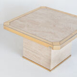 Vintage travertine coffee table edited by Fedam. Belgium, 80s
