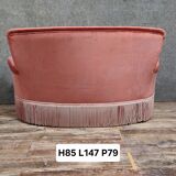 Half-moon shaped toad stool bench, Napoleon III period, in pink velvet.