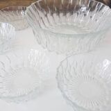 Glass dessert service bowl and cups