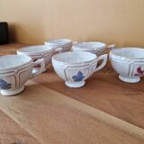 Henriot in Quimper - Set of 6 chocolate cups - Decorated with a pink rooster