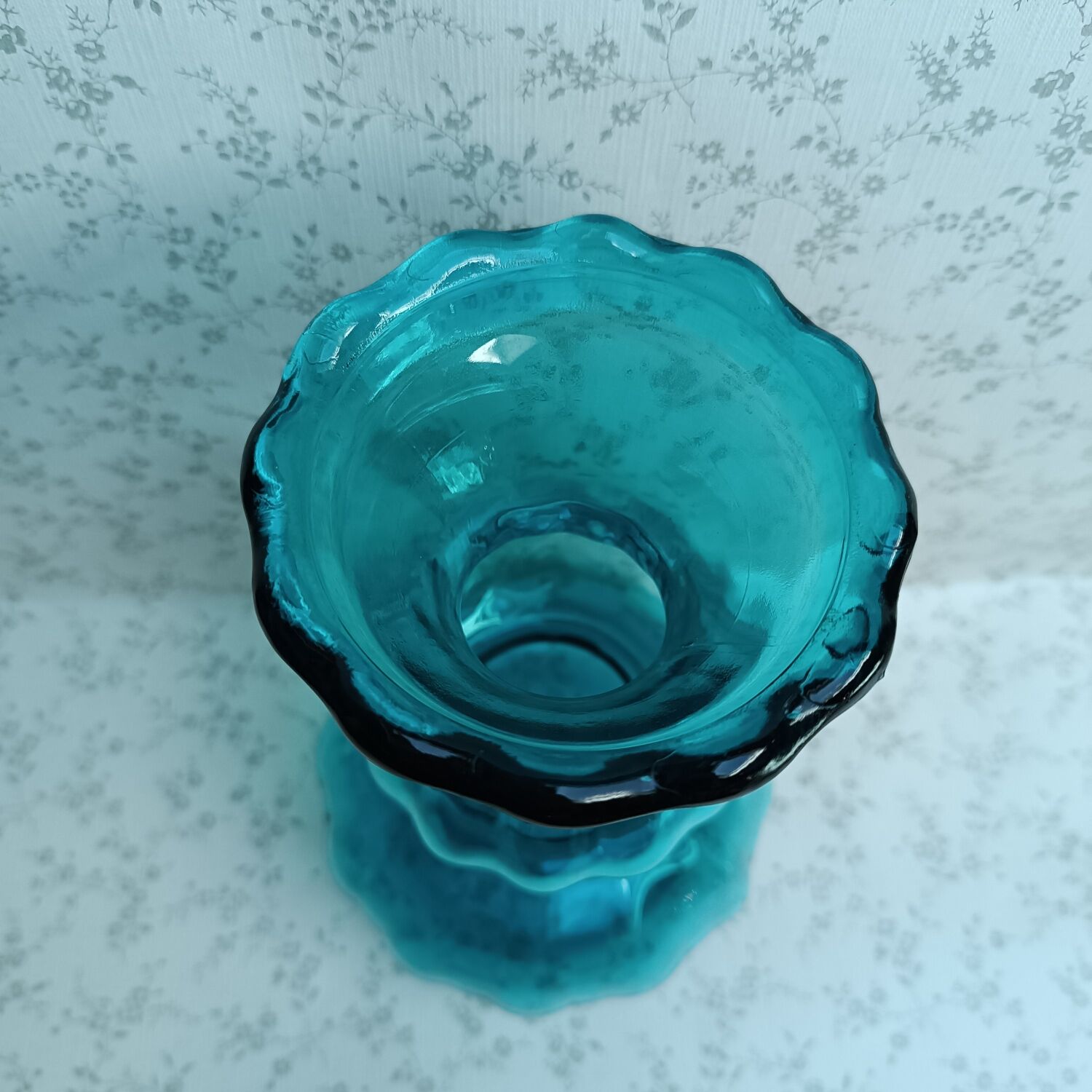 Vase bleu vintage H 22 cm