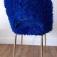 Chair in royal blue moumoute and brass legs 60s