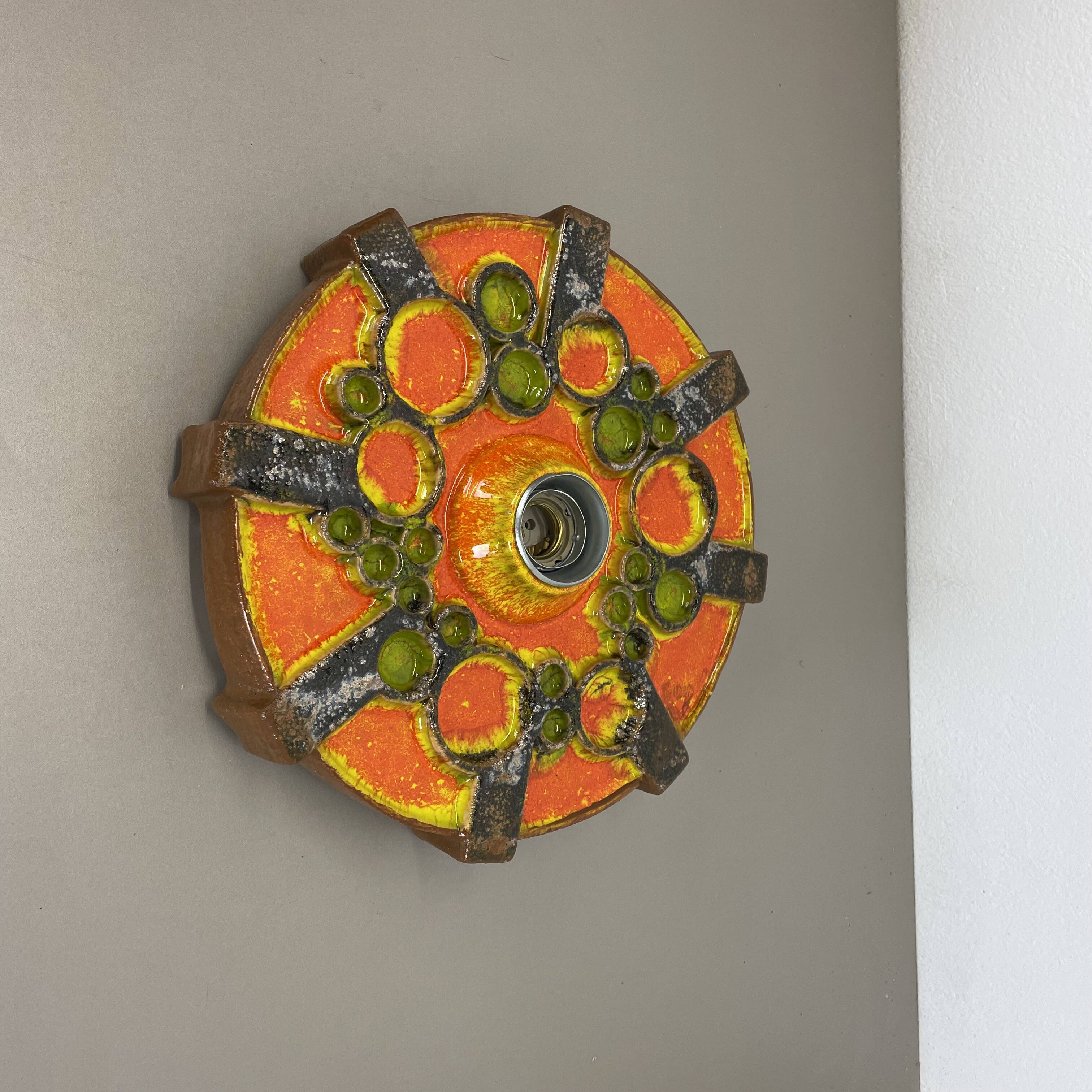 Cubic ceramic 31cm colorful "pop art" fat lava wall light element, germany, 1970