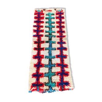 Azilal vintage wool and handmade cotton rug 70x180 cm