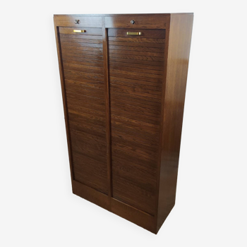 Double curtained filing cabinet