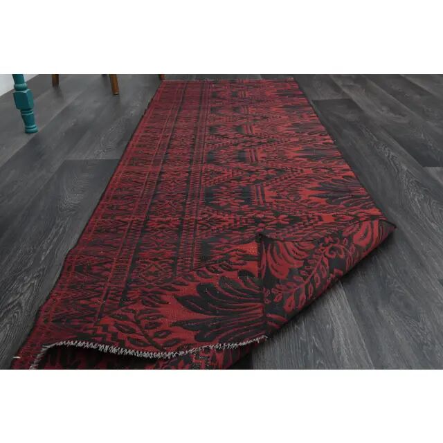 Vintage Turkish Oushak Handmade Wool Cotton Red Runner Rug 78x258