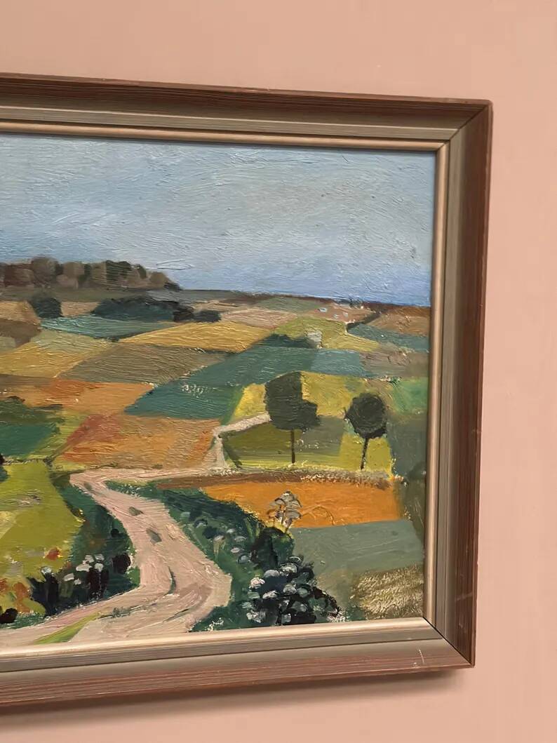 Swedish Oil on Panel “Landscape” by Tage Gavik, Signed, Vintage & Framed