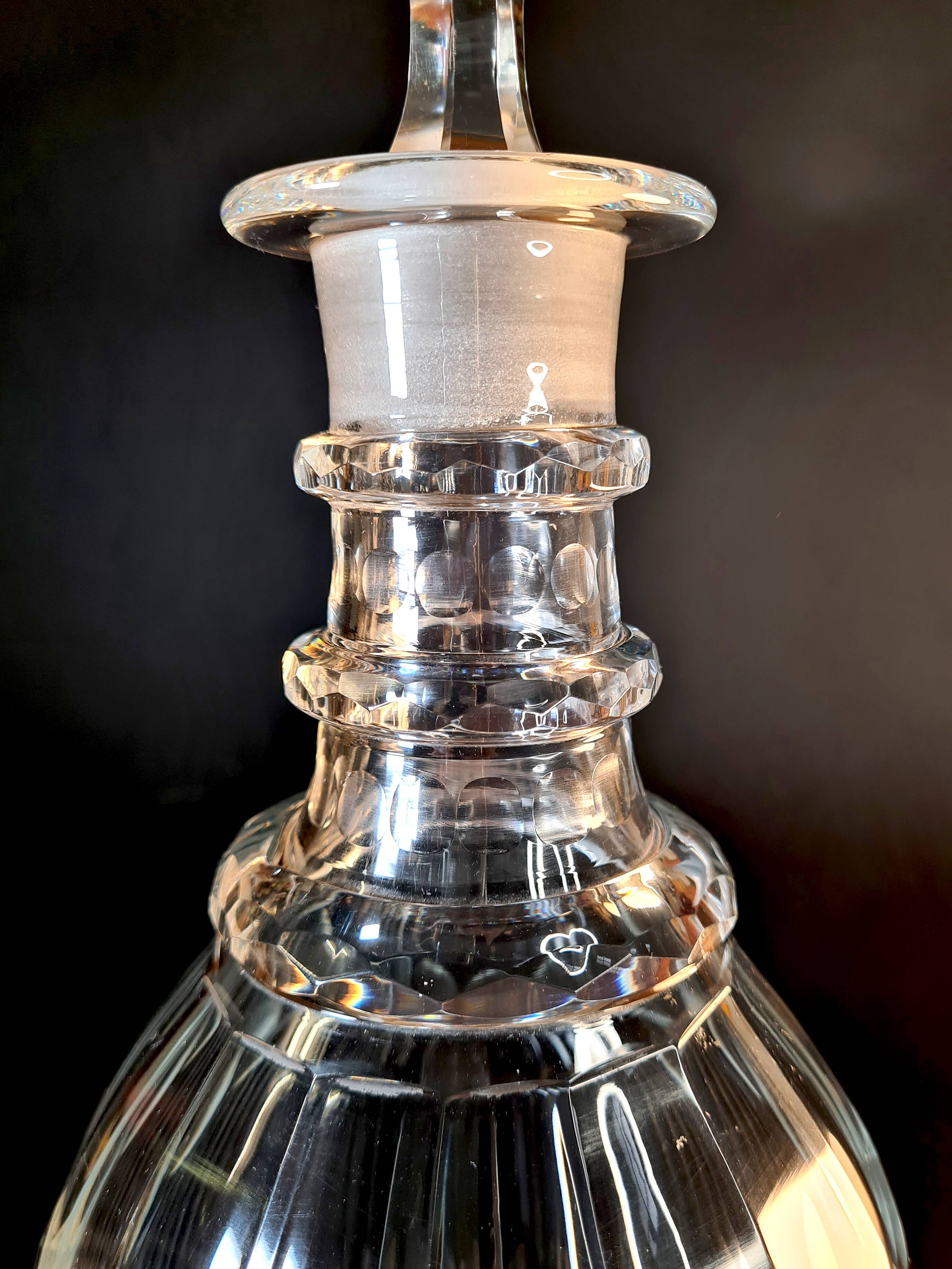 Title: Large Georgian Crystal Decanter – 3-Ring Neck & Stopper