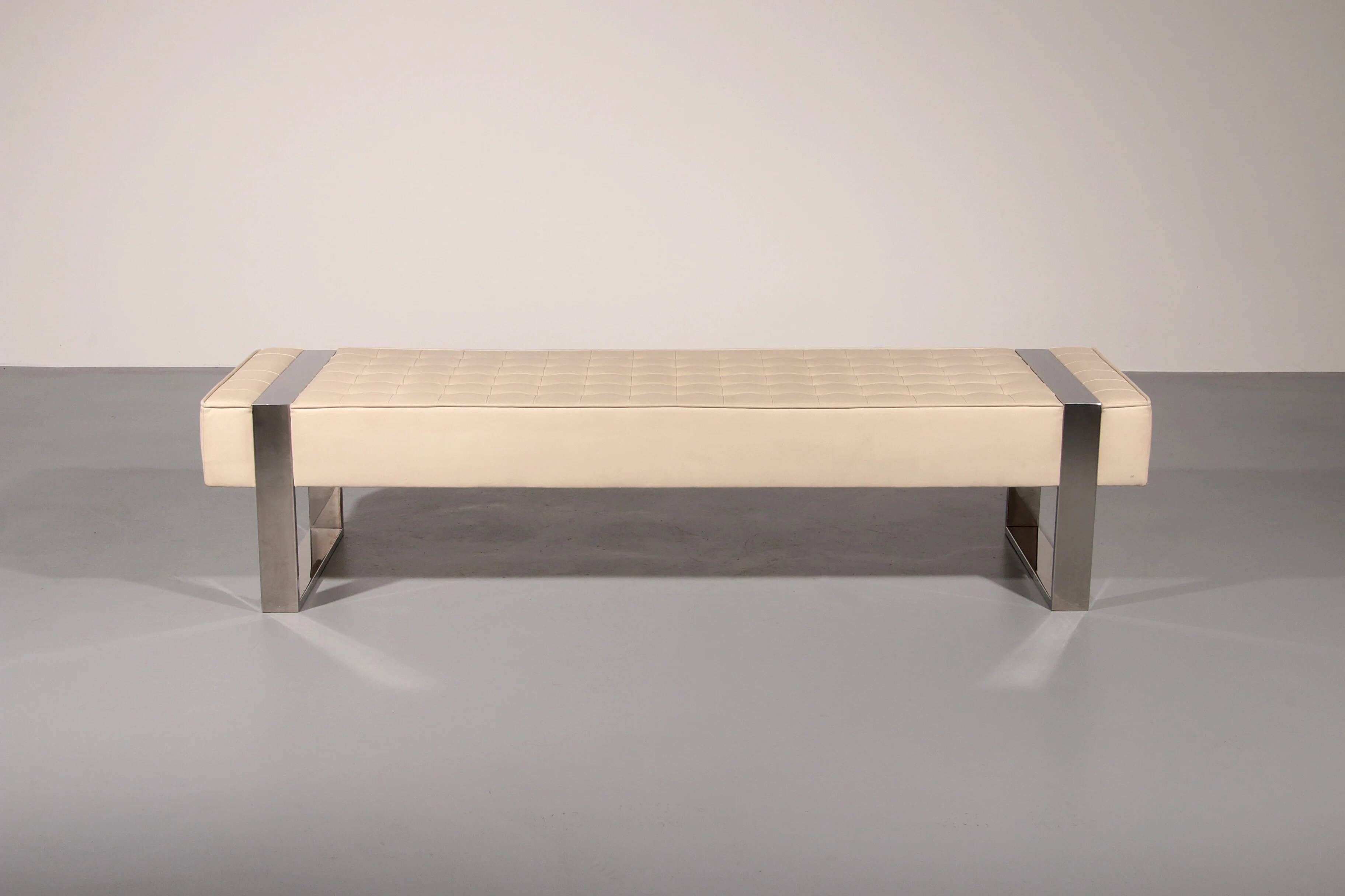 Leather bench with chrome base from Germany 1980