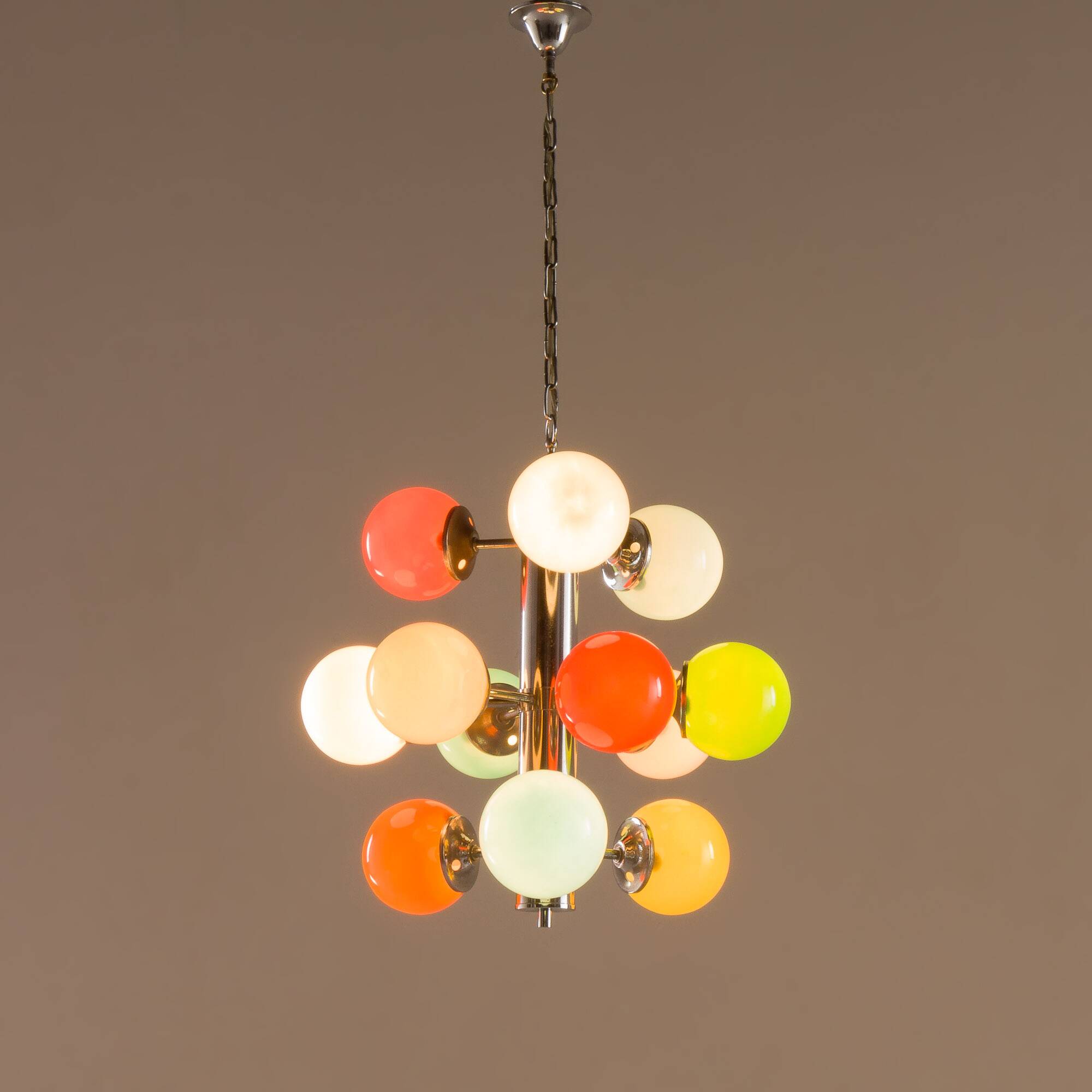 Italian Space Age colorful sputnik glass chandelier, 1970s